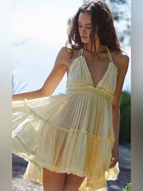 NWOT Free People 100 degree boho  size Small beach festival baby yellow romance